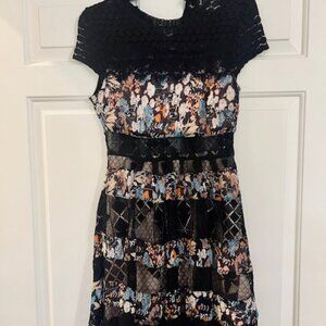 Foxiedox Black Lace Fit and Flare Dress with Floral bands